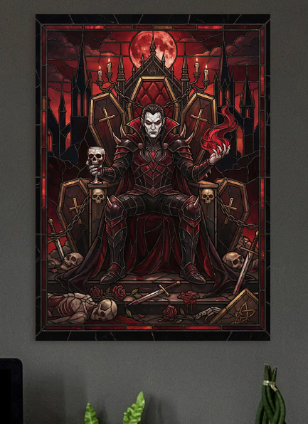Vampire King on Throne in Stained Glass